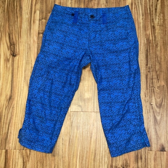 Patagonia women’s 6 pants cropped capri utility worn wear blue pattern stretch - Picture 1 of 11